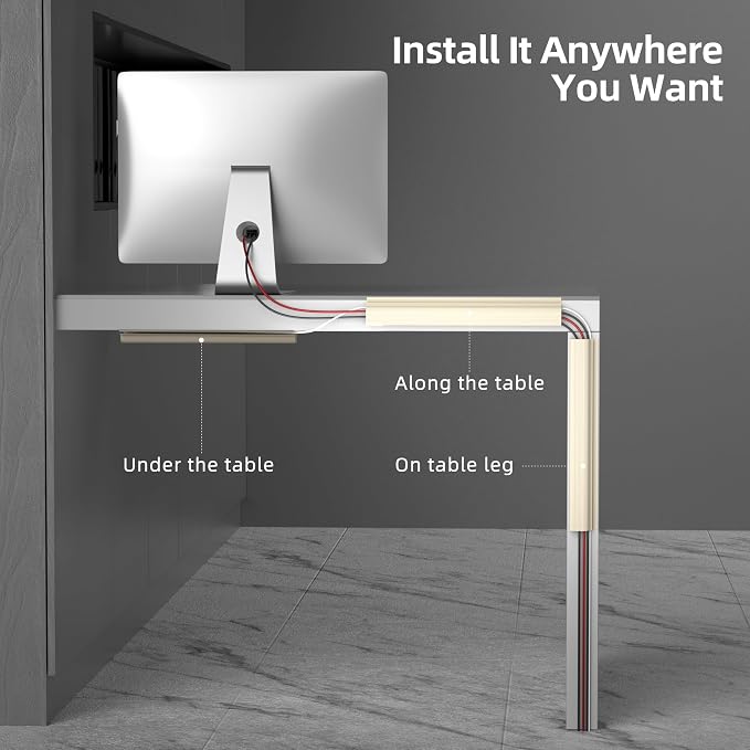 YECAYE Cable Management Under Desk, 94.2 in, Cable Raceway, Cord Hider - Image 3