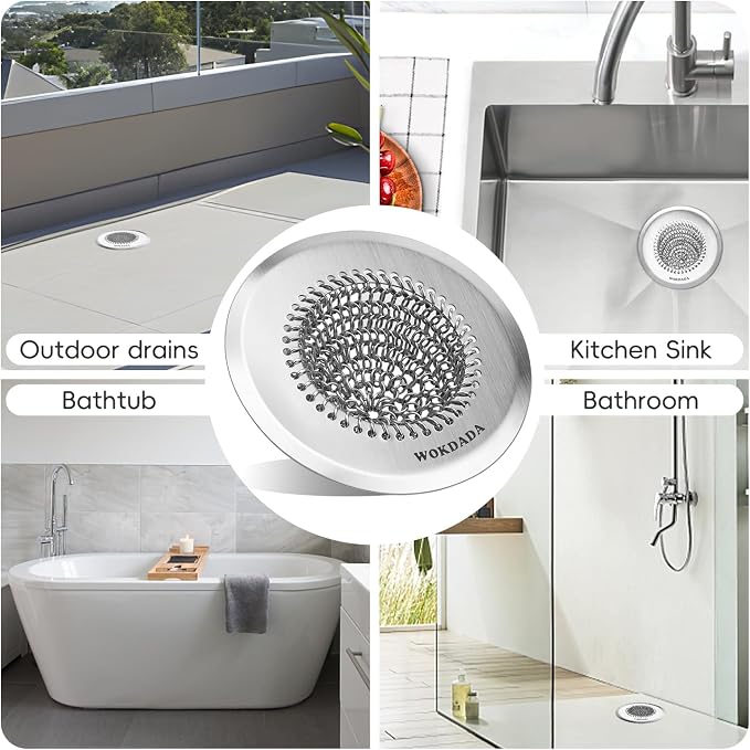 2 Pack Shower Drain Hair Catcher, 4.4" Anti-Clog Shower Drain Cover | - Image 6