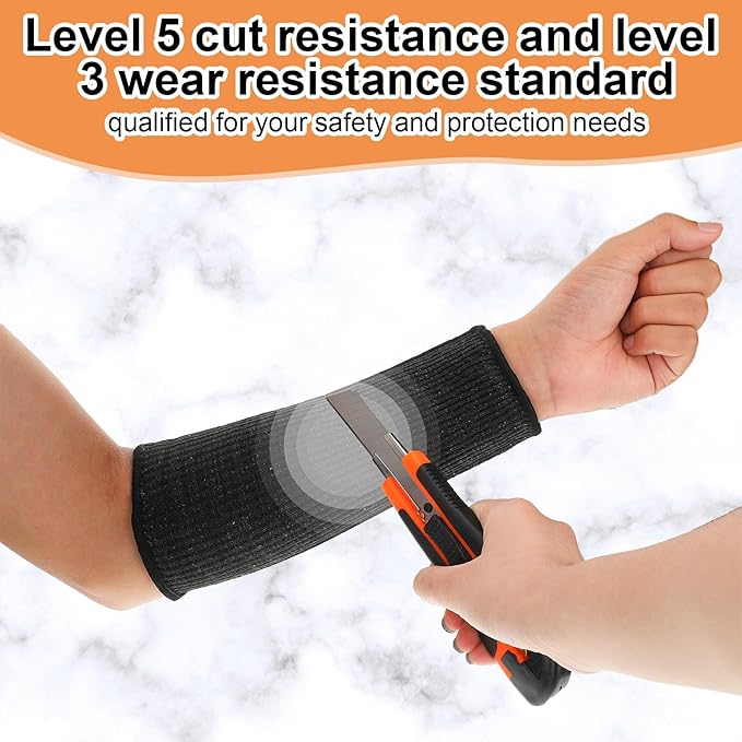 Neer 4 Pair Protective Arm Sleeves for Thin Skin Anti-Cut Burn Resistant Cover Forearm Sleeve for Cooking Construction(Black, Blue, 7.9 Inch)