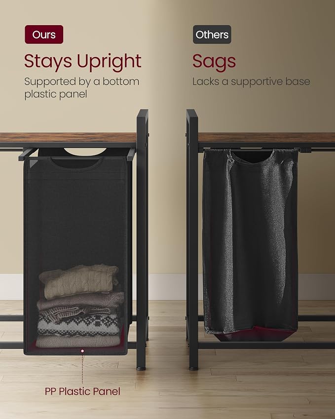VASAGLE Laundry Hamper with Shelf, 2 Pull-Out Bags, 2 x 12.1 Gallons - Image 5
