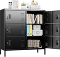 METAN Metal Lockers for Employees,6 Doors Office Storage Lockers with Lock for Office, Assembly Required,Black