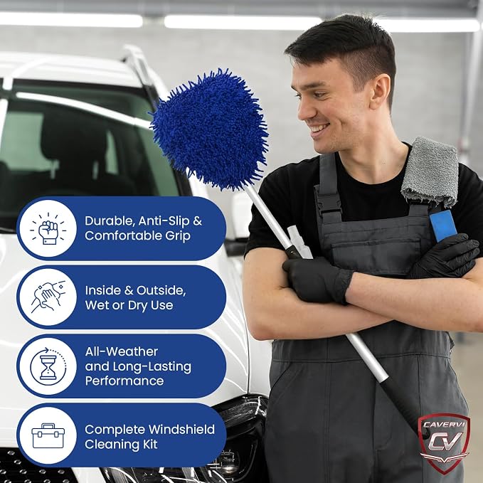 Windshield Cleaner Tool for Inside Car Windows, 6 Microfiber Pads | 6 reusable - Image 2