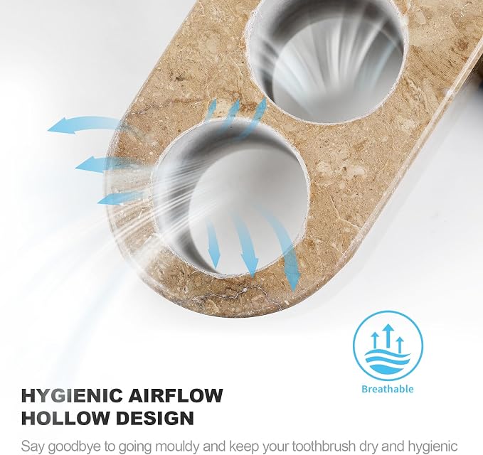 Toothbrush Holder for Bathrooms, 4-Slots Marble Toothbrush and Toothpaste - Image 2