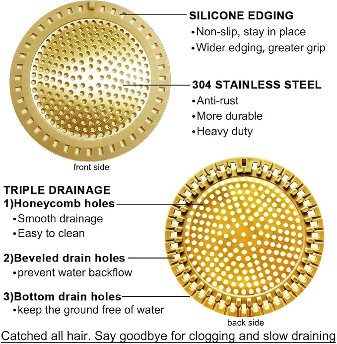 Seatery 2PCS Hair Catcher Shower Drain/Strainer/Cover/Filter/Trap, Bathtub - Image 5