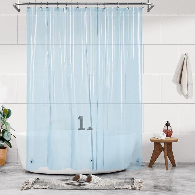 Barossa Design Clear Blue Long Shower Curtain Liner 72x78 by BarossaDesign