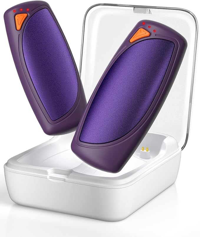 Hand Warmers Rechargeable with Charge Case, 2 Packs 14,000mAh Electric Hand Warmer Battery Powered Dual Sided Reusable Long Battery Life Portable Pocket Heater Gifts for Men Women Golf, Hunting Gear