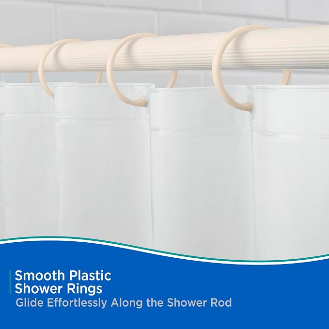 Kenney - Shower Curtain Rings, Rust-Proof Plastic Hooks - Image 3