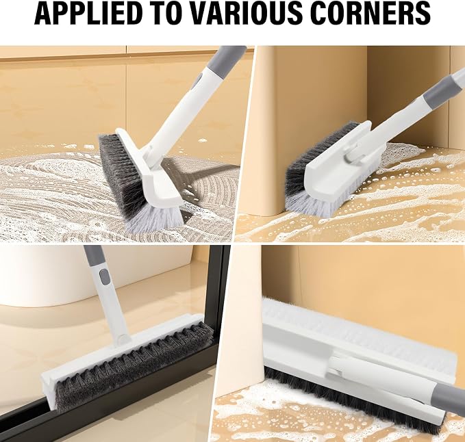 Floor Scrub Brush with Long Handle, Double-Sided V-Shaped Deck Brush, Grout - Image 7