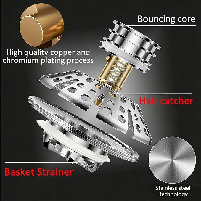 AzWzz Bathtub Drain Stopper, Pop Up Tub Stopper Plug - Image 6