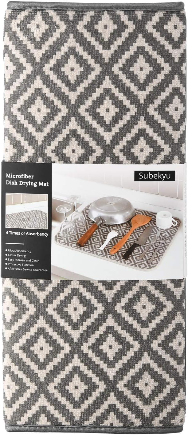 SUBEKYU Dish Drying Mat for Kitchen 2 Pack, Ultra Absorbent Microfiber Dishes - Image 7