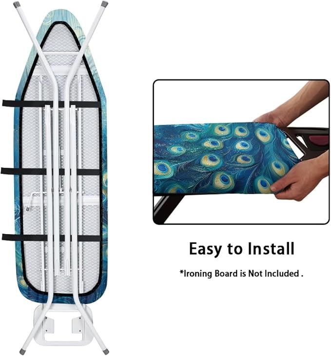 Peacock Ironing Board Cover and Pad 15x54 Inch Standard Iron Board Cover - Image 4