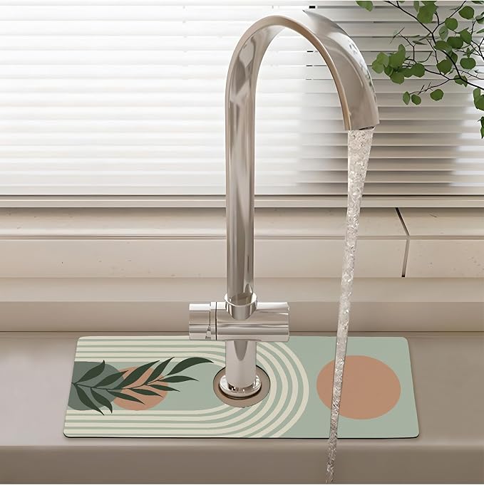 Patterned Sink Faucet Mat Kitchen Splash Guard Super Absorbent Drying Mat - Image 2