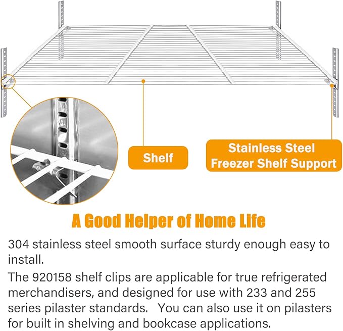 32 Pieces 920158 Freezer Shelf Clip,Stainless Steel Shelf Clip for Refrigerator,Freezer Cooler Shelf Support,Replacement Shelf Square Buckles Clips