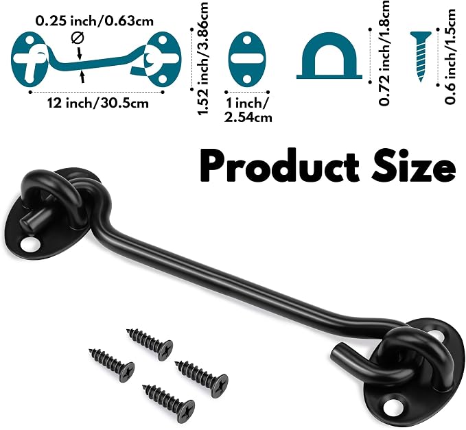 12 Inch Privacy Hook and Eye Latch - Image 2