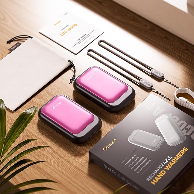 OCOOPA Magnetic Rechargeable Hand Warmers 2 Pack, Card-Style Electric AI Hand Warmers 5000mAh, Pocket Portable Hands Heater, UL Certified, for Men Women, Hunting Essentials, UT4 Young