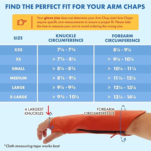 Arm Chaps Extended Elbow Leather Arm Guard - Arm Sleeve Protectors for Thin Skin and Bruising, Scratches & Cuts - Protective Arm Sleeve for Any Age- Left & Right Form-Fitting - Orange(1Pair/XX-Small).