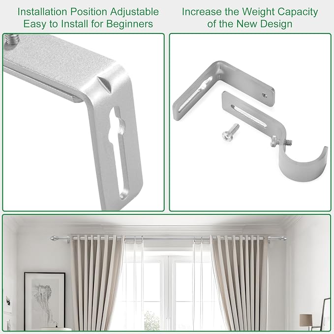 LLPJS Curtain Rod Bracket Adjustable, Drapery Rod Holder Hooks Support Hangers - Image 7
