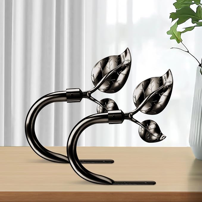 HIKMLK Leaf Shaped Curtain Tieback Holdbacks 2pcs, Handmade Metal Curtain Side - Image 3