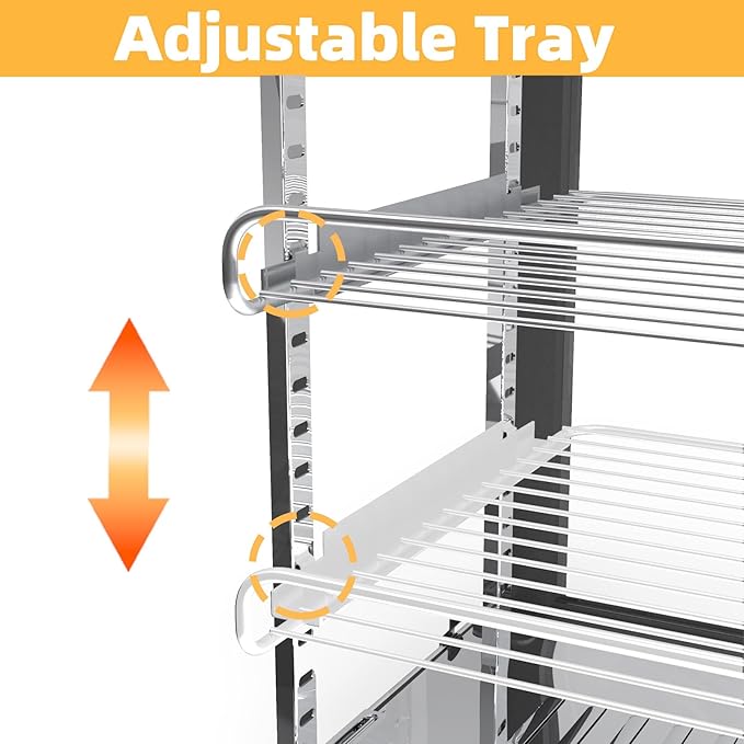 48-inch Commercial Food Warmer Display Case, 3-Tier Countertop Food Pizza Pastry Warmer w/ 3D Heating with LED Lighting Removable Shelves Glass Door, Pastry Display Case for Buffet Restaurant