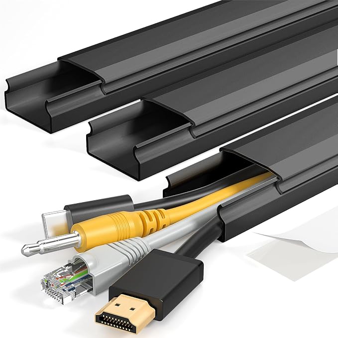 Yecaye TV Cord Hider, 42in Cord Cover Wall Mounted, W1.18in H0.6in, Wire Covers by Yecaye