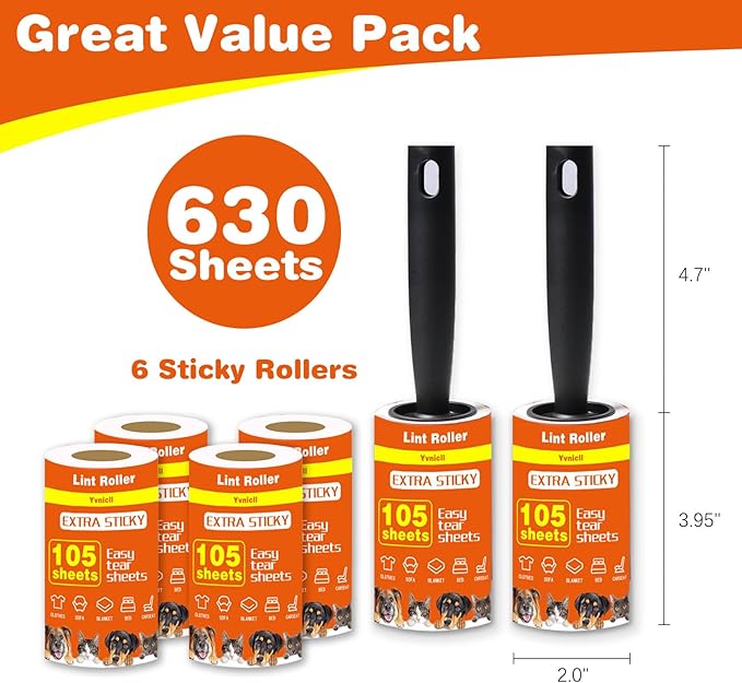 Yvnicll 630 Sheets Extra Sticky Lint Rollers - Image 2