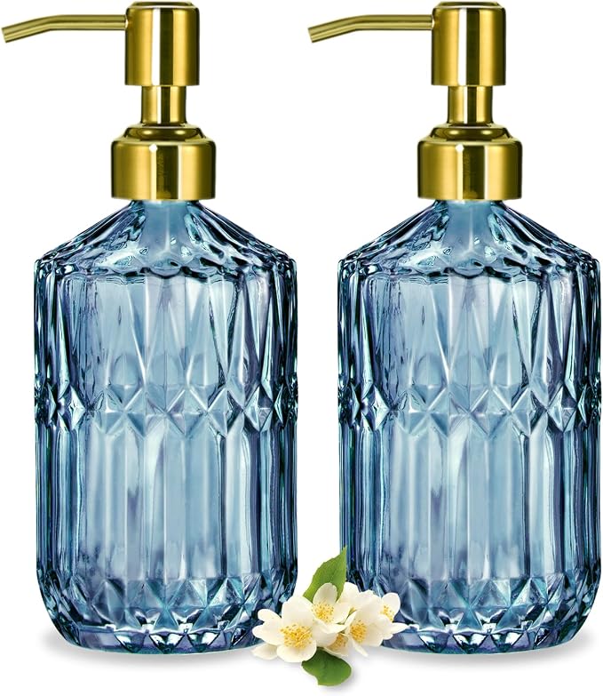COHOSEGE 17 Oz Blue Glass Kitchen Soap Dispenser by COHOSEGE