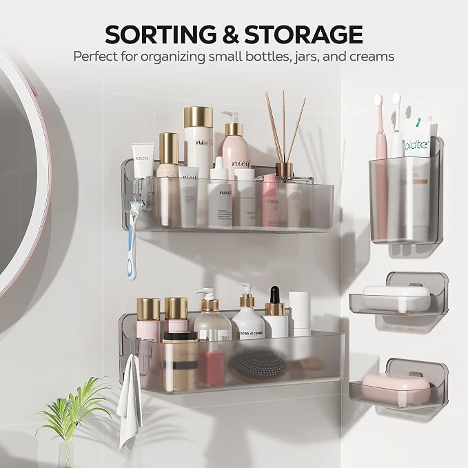 Nieifi Adhesive Shower Shelves, 5 Pieces - Image 9