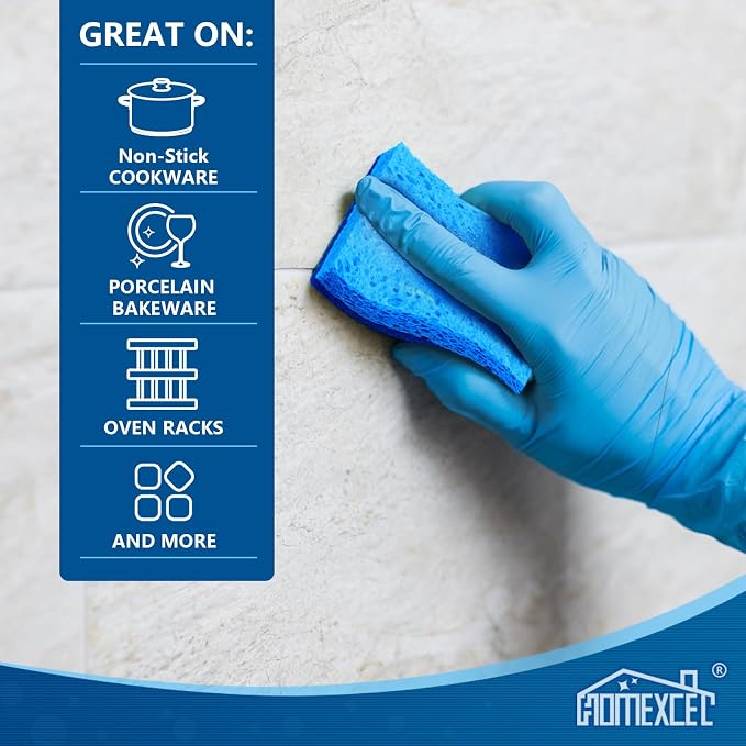 HOMEXCEL Sponges Kitchen 24 Pack, Non Scratch Scrub Dish Sponge, S- Blue | Dual - Image 4