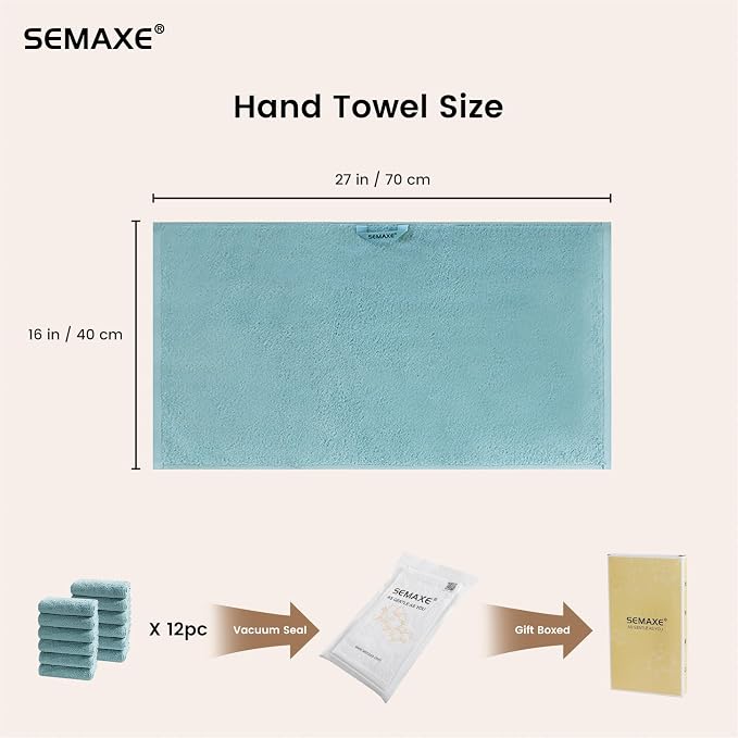 12-Pack Blue Cotton Hand Towels - Image 2