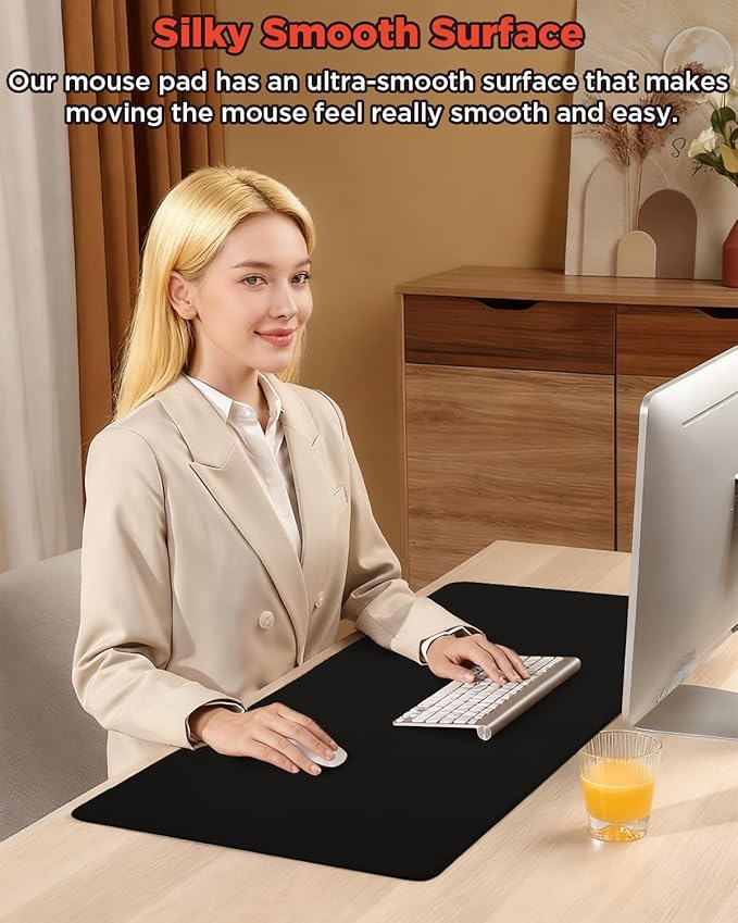 Resen Heated Desk Pad, 31.5x13 Fast Heating Mouse Pad with 5 Temperature Settings, Digital Display, Auto Shut-Off, PVC Leather Surface for Office and Home Use, Energy Efficient & Safe (Black)