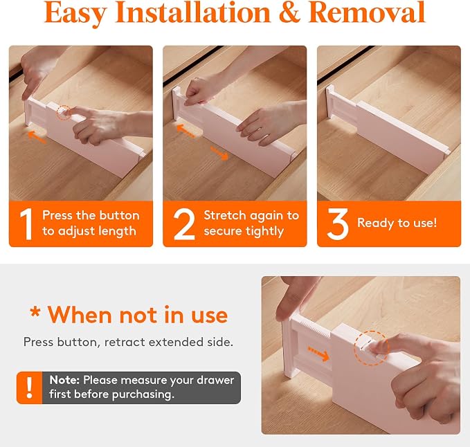 Lifewit 4" High Upgrade Drawer Divider, Adjustable Drawer Organizer Clothes | 5 - Image 7