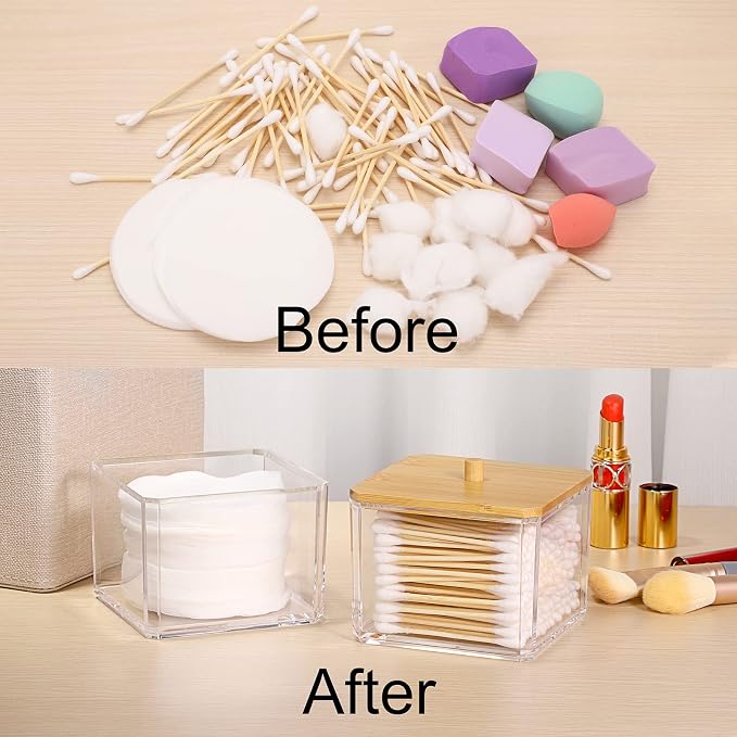 Hipiwe Clear Q-tip Dispenser Holder Acrylic Bathroom Containers - Image 9