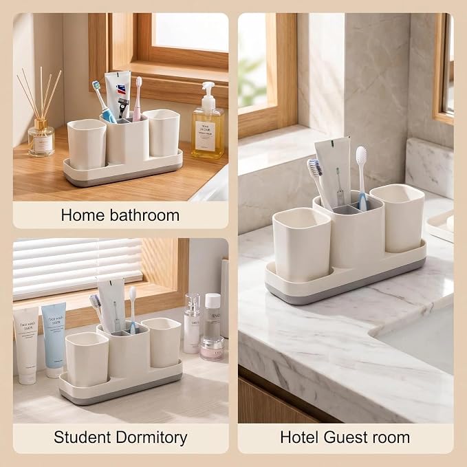 Toothbrush Holder with Cups and Toothpaste Organizer, Bathroom Storage - Image 7