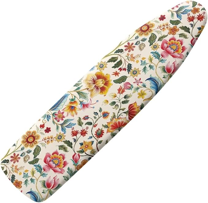 Boho Retro Flowers Print Polyester Ironing Board Cover Hook & Loop Elastic Edge by PJHEQOXE
