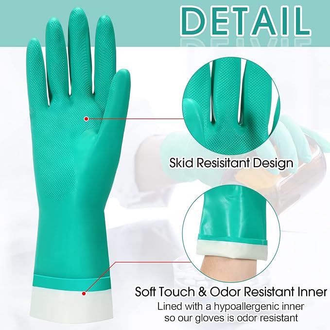 Potchen 30 Pairs Chemical Resistant Gloves 15 Mil Nitrile Gloves - Image 2
