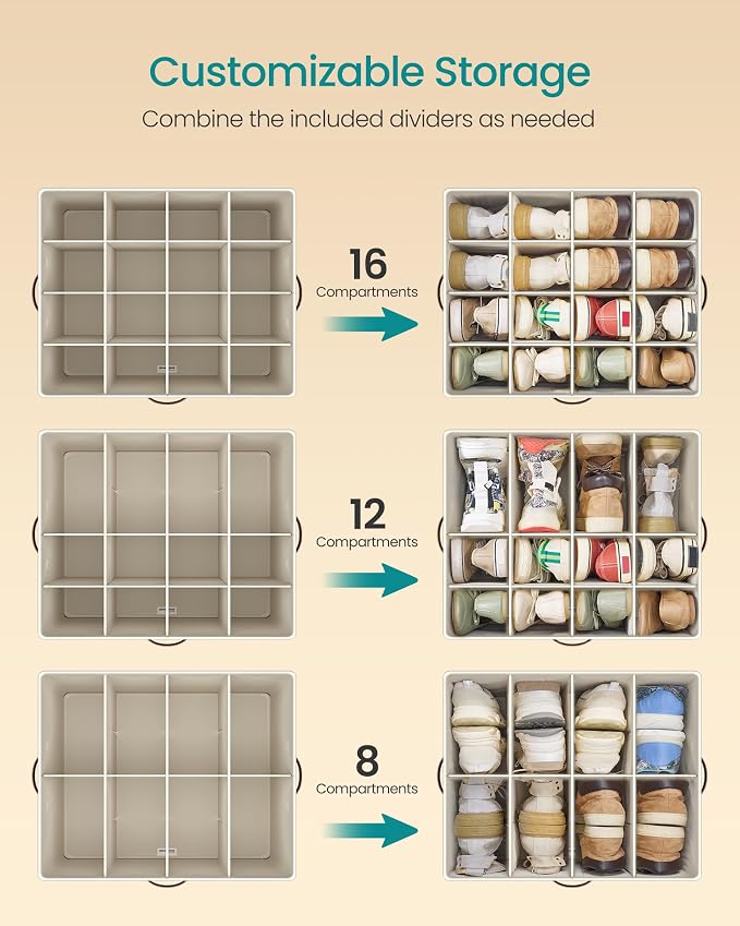 SONGMICS Shoe Organizer for Closet, Fabric Bins, Fits up to 16 Pairs - Image 4