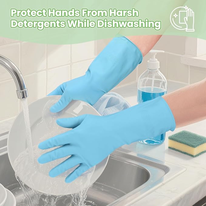 Jsocoah Cleaning Gloves for Dishwashing, 4/5 Pairs Reusable Kitchen Gloves for - Image 5