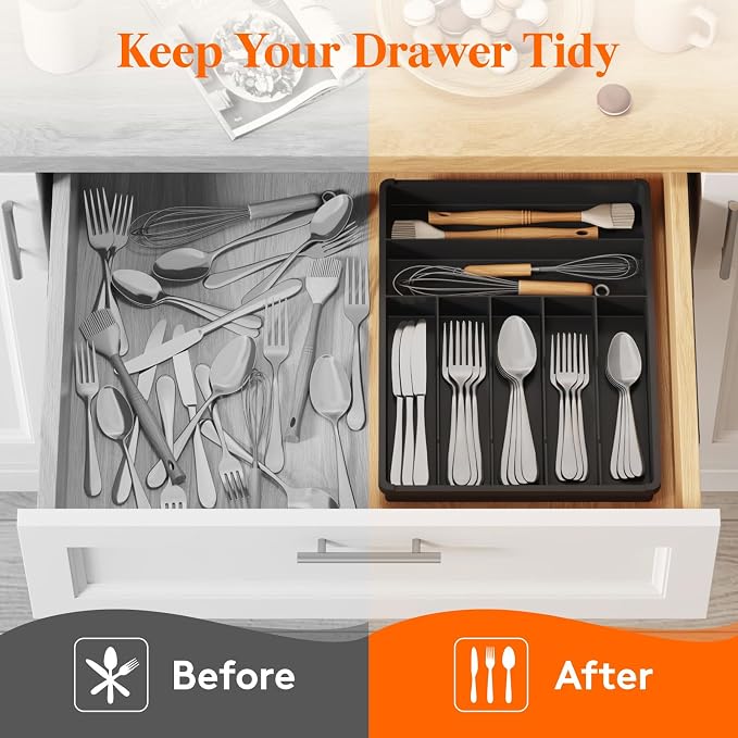 Lifewit Silverware Drawer Organizer Tray, Cutlery Storage - Image 8