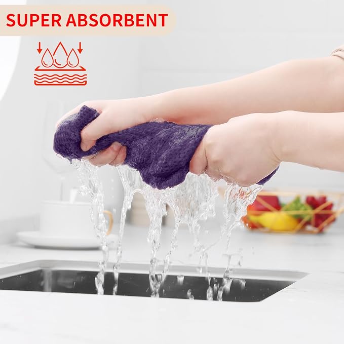 Homaxy 100% Cotton Waffle Weave Kitchen Dish Towels 6-Pack, Eggplant | 13 x 28 - Image 3