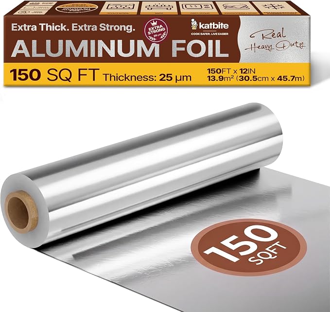 Katbite Heavy Duty Aluminum Foil Roll, 25 Micron, 12 in x 150 ft, 150 sqft | by katbite