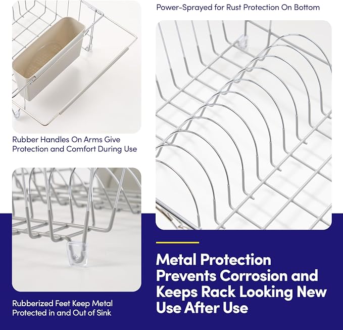 Dish Drying Rack Over the Sink Expandable to 24.5" Dish Drainer — Space-Saving - Image 4