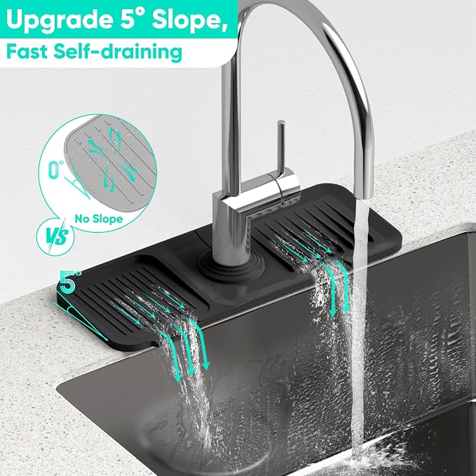 14.6'' Faucet Mat for Kitchen Sink Kitchen Sink Splash Guard Silicone Kitchen - Image 2