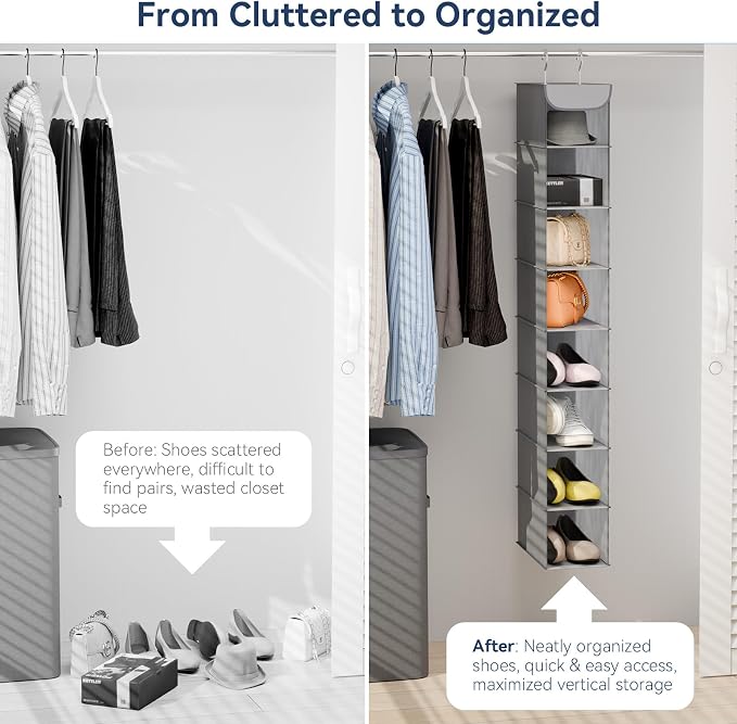 Whitmor Hanging Shoe Organizer, 8 Shelves-Hanging Closet Organizer, Hanging - Image 7