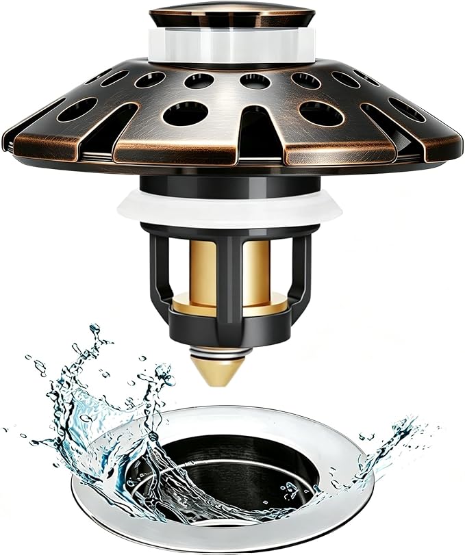 AzWzz Bathroom Sink Drain Strainer, 3 in 1 Pop Up Bathroom Sink Stopper | by AzWzzTubDrainStopper