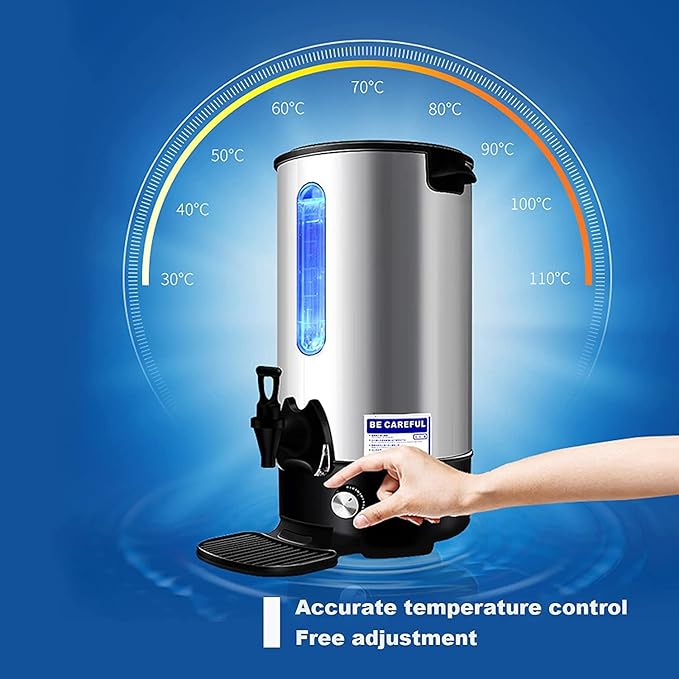 INTBUYING Stainless Steel Large Capacity Commercial Office Kitchen Hot Water Dispense Boiler Instant Boiling Machine Heater Electric Kettle Temperature Control for Coffee Tea with Faucet Tap-21.7L