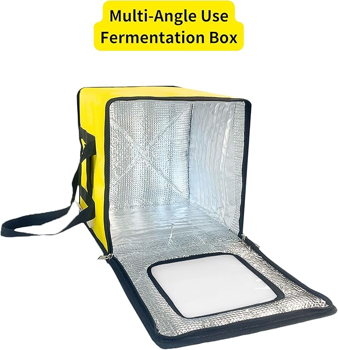 Bread Proofing Box Heater 150w, Dough Proofer Warming Box with NTC Sensor,43L Proofer Foldable Zippered Temperature and Timer Controller for Fermentation Sourdough,Yogurt,Natto,Yellow