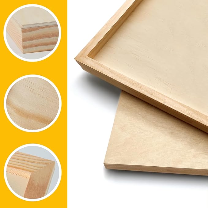Falling in Art 2 Pack Unfinished Wooden Canvas Panels, 12x36 Gallery Birch Wood Panels Kit, 1 1/2" Deep Art Cradle Boards for Acrylic Painting, Pouring and Burning