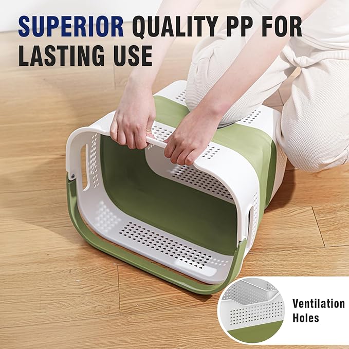 TECHMILLY Collapsible Plastic Laundry Basket Hamper - Image 5