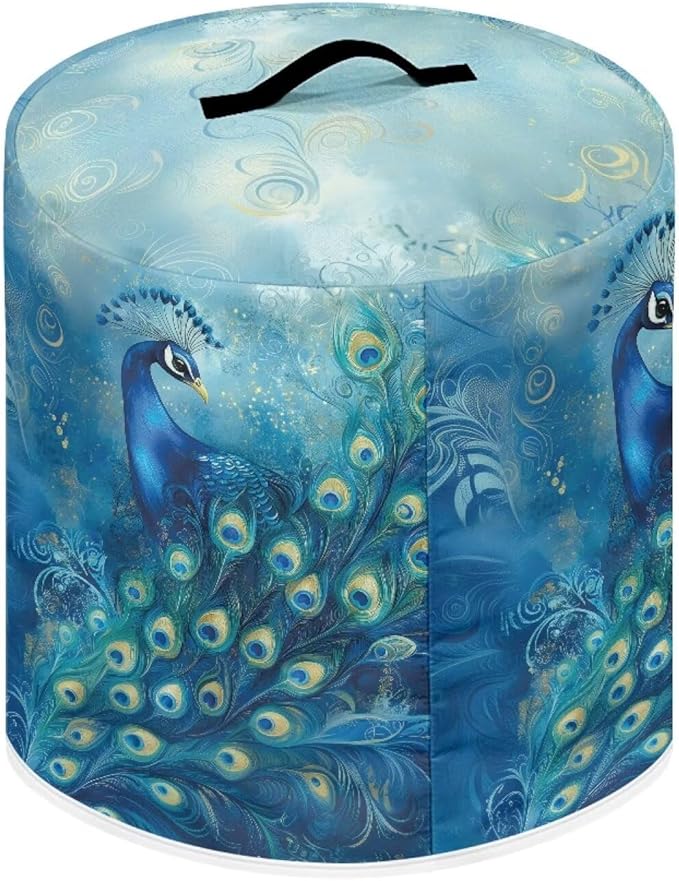Xoenoiee Peacock Pattern Kitchen Appliance Dust Covers with Pockets, Electric Pressure Cooker Cover for 8qt Compatible with Crock Pot, Rice Cooker Cover, Large