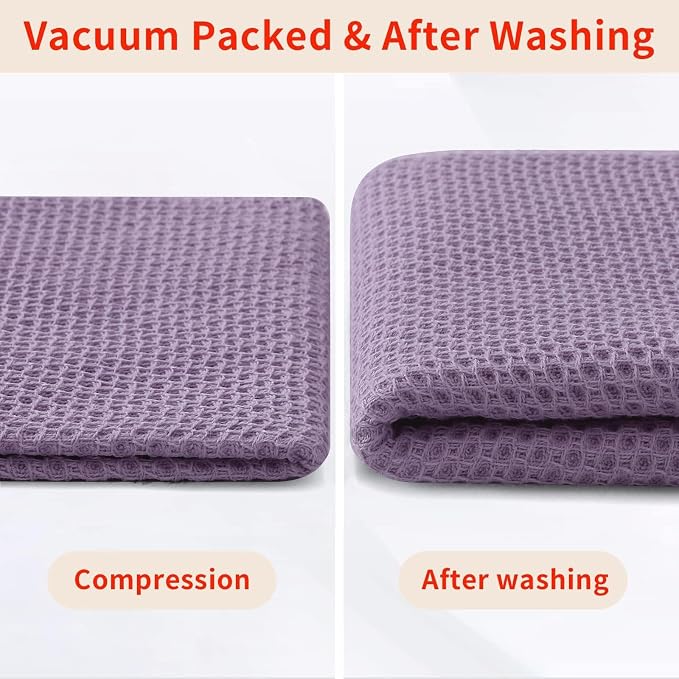 Homaxy 100% Cotton Waffle Weave Kitchen Dish Cloths 6-Pack, Lavender | 12 x 12 - Image 8
